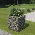 Gabion Planter Raised Bed Outdoor Garden Galvanized Steel Wire Mesh Grid Stone Wall Flower Raised Bed for Vegetables Flowers Plants 35.4 x 35.4x 39.4