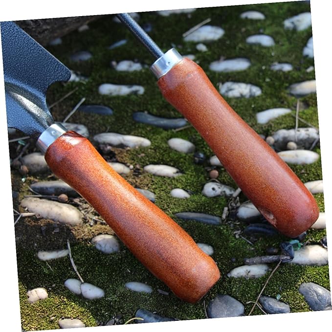 Kisangel 4pcs Mini Garden Tool Set Thickened Iron Shovels and Wooden Handles for Planting Potting and Gardening Tasks