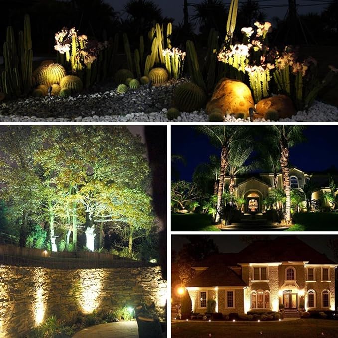 Pack of 2 Outdoor LED Landscape Lights Waterproof Spotlight with Spike Stand and Plug for Driveway Outdoor Lawn Lighting Flood Garden Yard (9W Warm White)