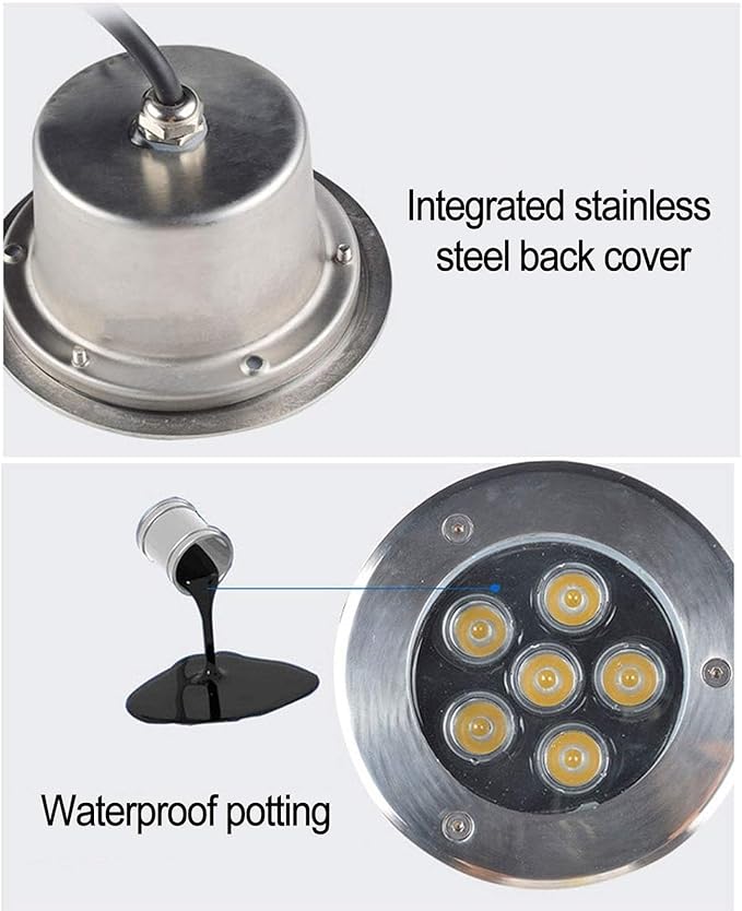 Underground Light LED - 12/24V Garden Courtyard Light Embedded Underwater Spotlight Stainless Steel IP68 Waterproof Landscape Lighting Underwater Pond Spotlight (Cold White 12W)
