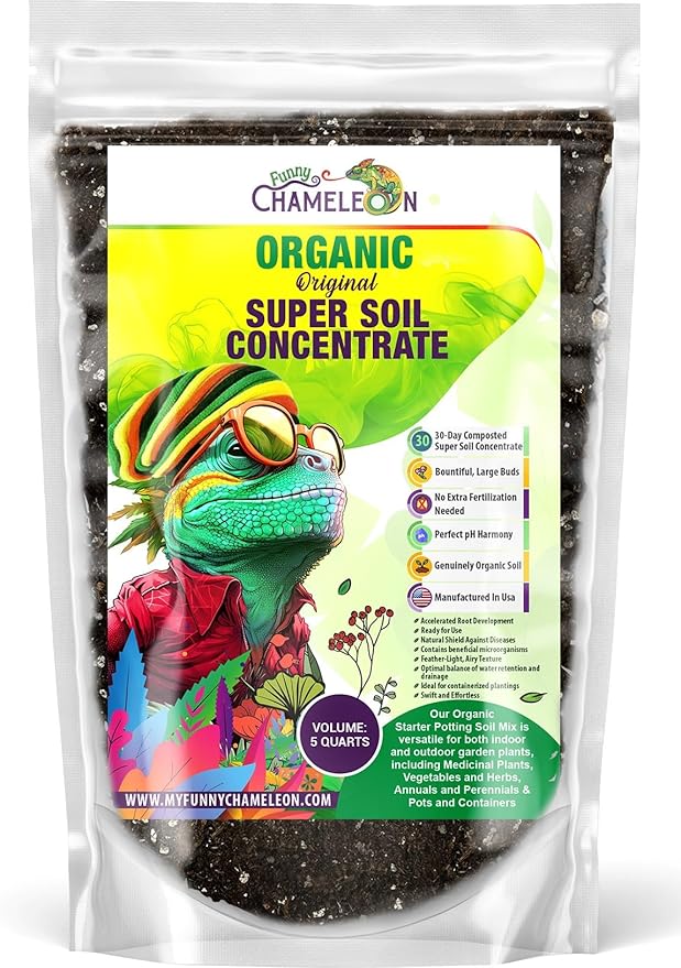 Organic Original Super Soil Concentrate with Mycorrhizae – Living Soil Boosts Roots &amp Buds for Seeds &amp Clones - Indoor &amp Outdoor Growing - Mix 1:4 with Topsoil Potting Soil (5 quarts)