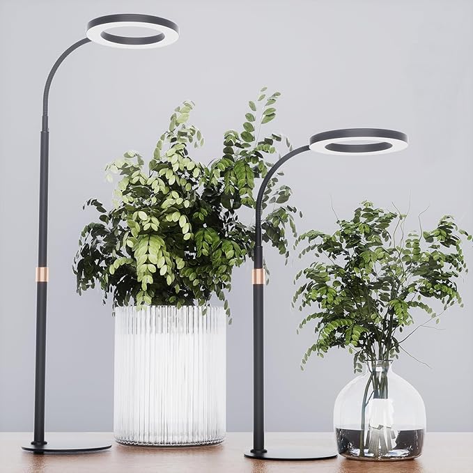 bseah Grow Light Plant Stand Light for Indoor Plants 2 Pack Full Spectrum Desk Grow Lamp with Pedestal Automatic Timer for 3H/9H/12H Height Adjustable