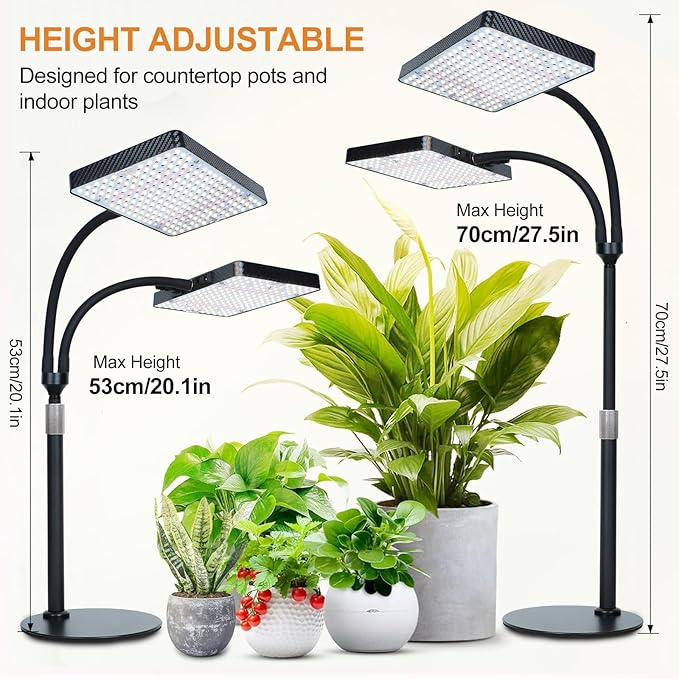 2026 2Head Tabletop Grow Lights for Indoor Plants Seed Starting Bonsai 50 Watt Power Draw Big Coverage and Bright Enough Like A Small Sun for Your Jungle 16-24 Height Adjustable