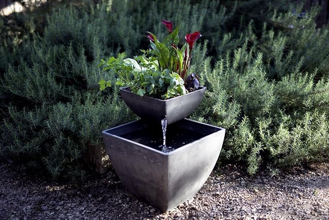 AquaSprouts Fountain: Hydroponic Aquaponic Water Garden Kit Charcoal 8 Gallons