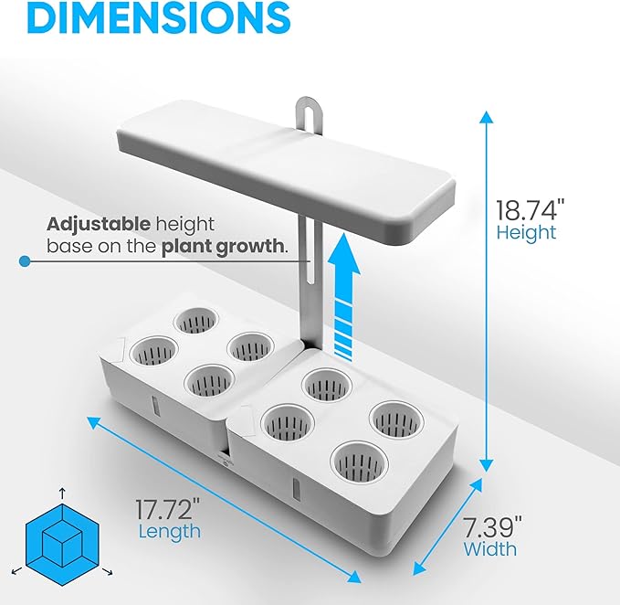 SereneLife Hydroponic Herb Garden Kit – 8 Seed Pods Included Indoor Garden with Full-Spectrum Grow Light Adjustable Height and Smart Hydroponic System