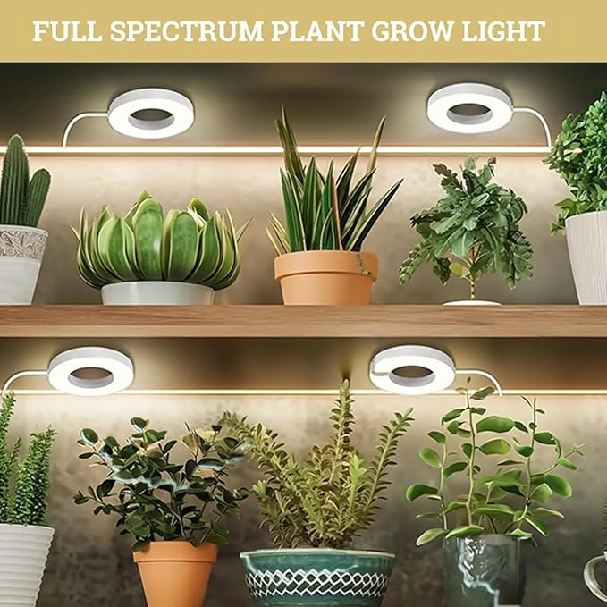 Ceiling Grow Lights for Indoor Plants 192 LEDs Full Spectrum Halo LED Plant Light with 3/9/12H Auto Timer Switch 3 Colors10 Dimming Plant Lights for Small Plants 4 Head