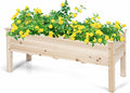 Raised Garden Bed Wood Elevated Planter Box Stand w/Legs &amp Drainage Holes for Vegetables Outdoor Plant Container for Backyard Patio Balcony Greenhouse Easy Assembly 47.5 x 17 x 20