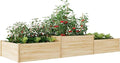 AMERLIFE 2 Tier Raised Garden Bed Mortise &amp Tenon Structure 23 Inch Depth Fir Wood Planter Box 3-Section with Open Base Ideal for Vegetables Flowers Herbs in Backyard/Garden/Patio 142x49x24