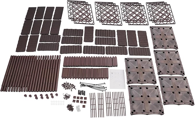 5 Pcs Plastic Plant Box with Metal TrellisRaised Garden Bed with Trellis for Climbing PlantPlanter Box for Backyard Patio Balcony(47.24 * 47.24 * 55.91inBrown)