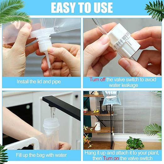 4 Pcs 6.5 L Extra Large Plant Drip Irrigation Bag Automatic Watering Bags Self Automatic Watering System Drip Irrigation Device with Adjustable Valve Switch for Gardening Flower Outdoor Clear