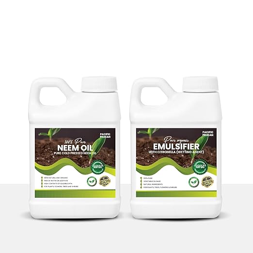 100% Pure Neem Oil &amp Citronella Emulsifier Combo - Natural Plant Care and Wetting Agent for Plants Trees (32 oz)