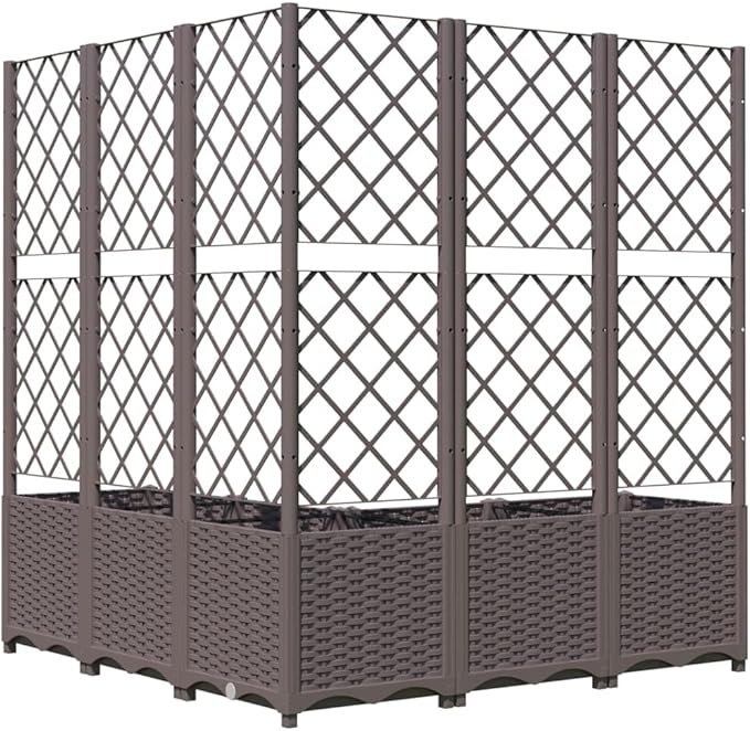 Large 47x47 Outdoor Raised Garden Box with Trellis Durable Polypropylene Planter for Vegetables Flowers on Patio Balcony Garden