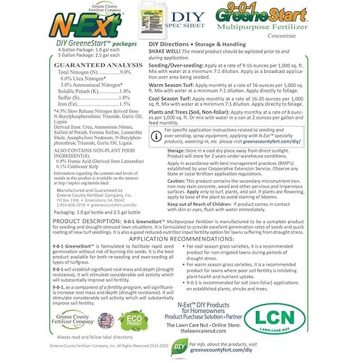 18?0?1 GreenePunch Liquid Lawn Fertilizer – 2 Gallon Pack (Covers up to 16000?sq?ft) with Sea Kelp &amp Humic Acid – Quick Green?Up &amp Sustained Color for 4–6 Weeks