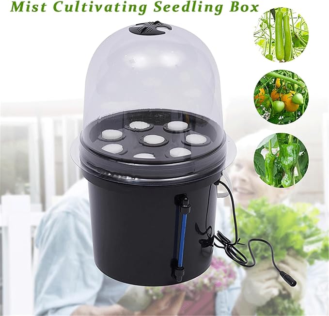 Hydroponics Seedling Cloning System Kit - 8 Holes 5L Mist Cultivating Seedling Box for Indoor and Outdoor Garden Vegetables