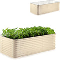 Epic Gardening 5-in-1 Modular Galvanized Raised Garden Bed Kit 29 Tall Food-Safe Metal Planter Box Large Raised Garden Beds Outdoor for Vegetables Flowers Herbs &amp Fruits - Light Clay