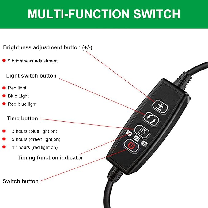 SONK Plant Growth Lamp 40W Plant Light Full Spectrum for Flowers Seedlings Potted Plants Succulents(Time Switch on Four Pipelines)