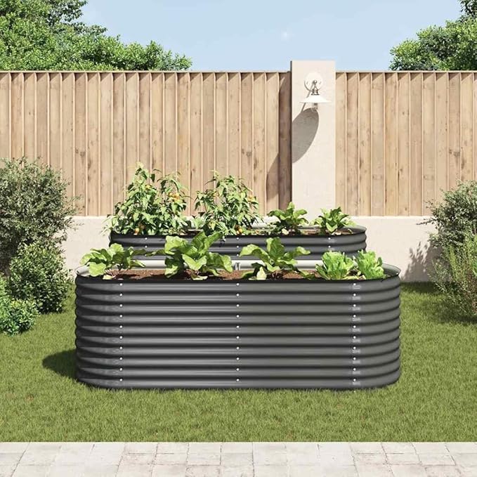 Garden Raised Bed 94.5x31.5x31.9 Galvanized Steel Large Metal Planter Box for Outdoor Flower Vegetable Herb Planting &amp Gardening