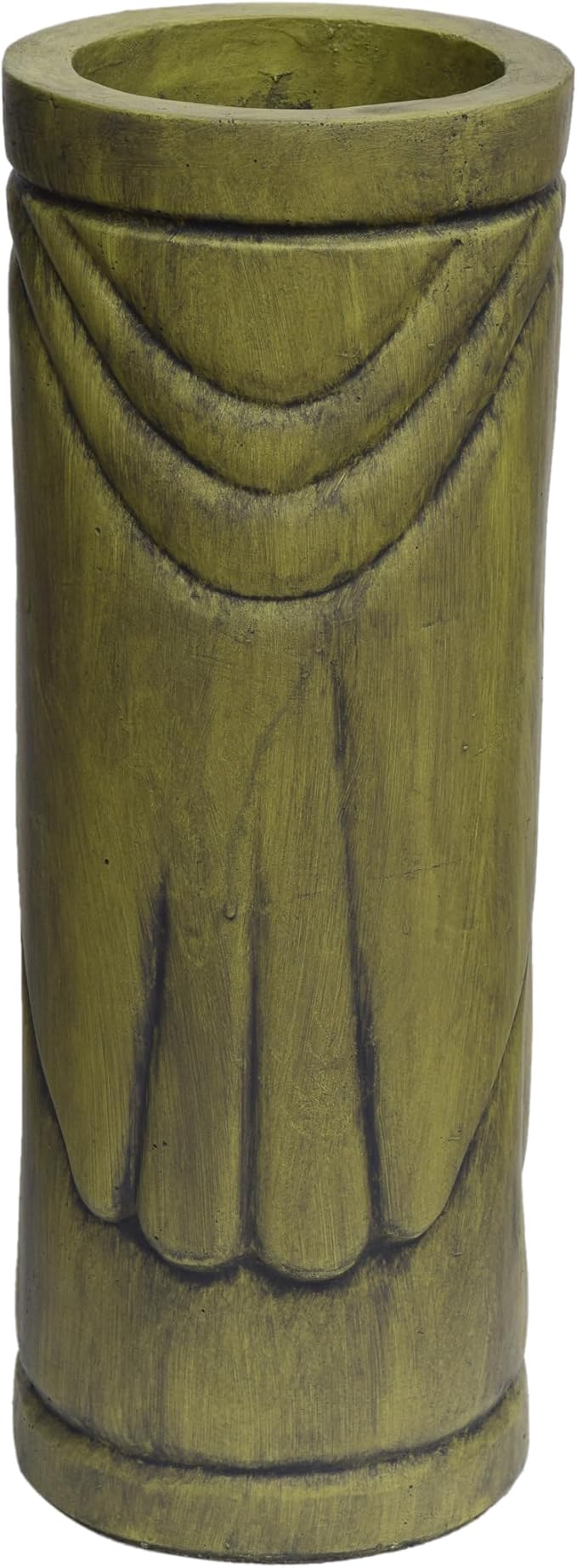 Stone Statue Urn Planter Decorative Face Plant Pot Antique Green