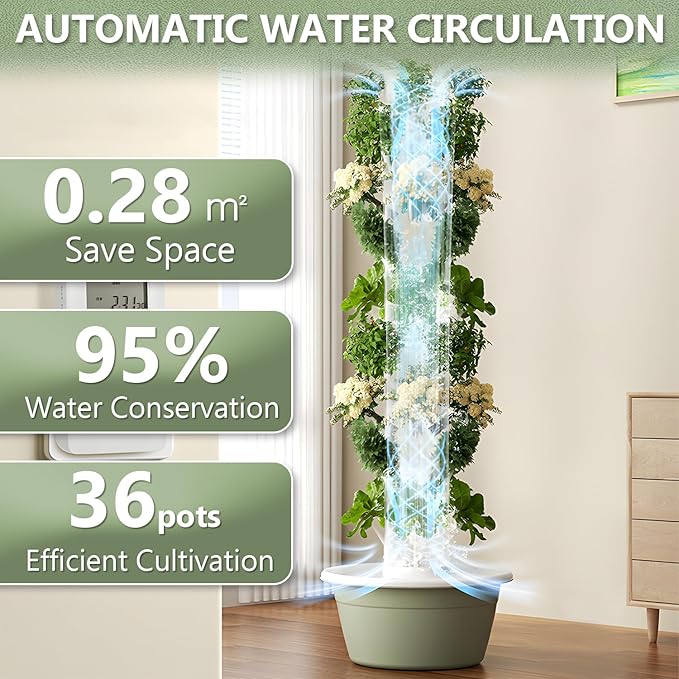 Hydroponic Growing System Aeroponic Hydroponic Tower Hydroponic Germination Kit Indoor Vertical Tower System Kit for Green Vegetables and Fruits36 Holes