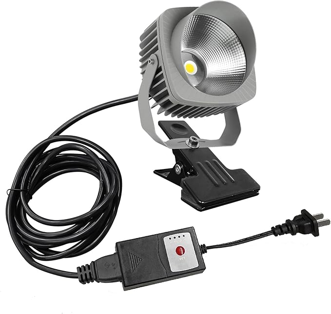 Kiven IP65 Waterproof LED Landscape Clamp Uplight Grey Decorative Spotlight Lamp with Plug-in Cord and Timer for Indoor Outdoor Yard Step Statue (10W Warm White)