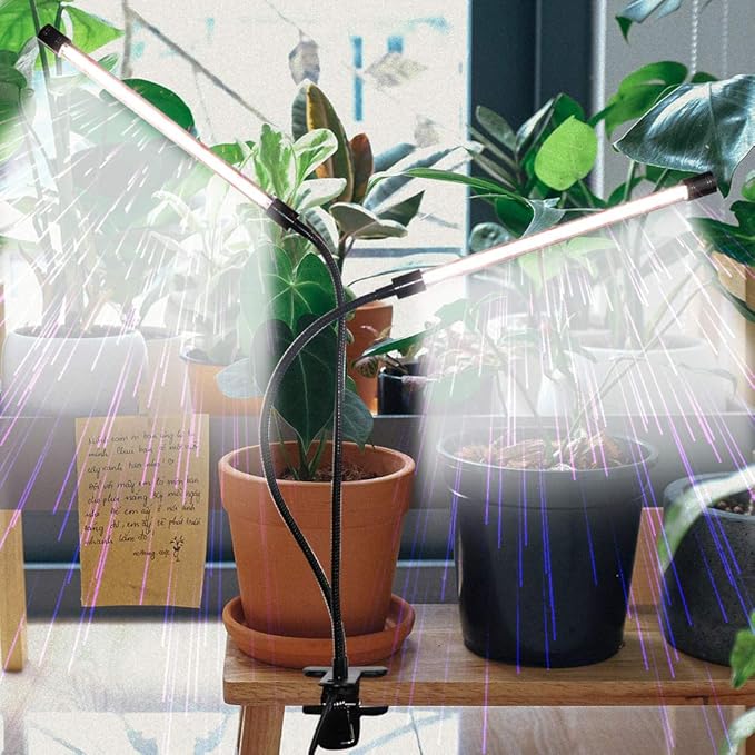 KAKAA LED Grow Light Full Spectrum Clip Plant Growing Lamp with White Red LEDs for Indoor Plants 5-Level Dimmable for Indoor Plants Seedlings Succulents