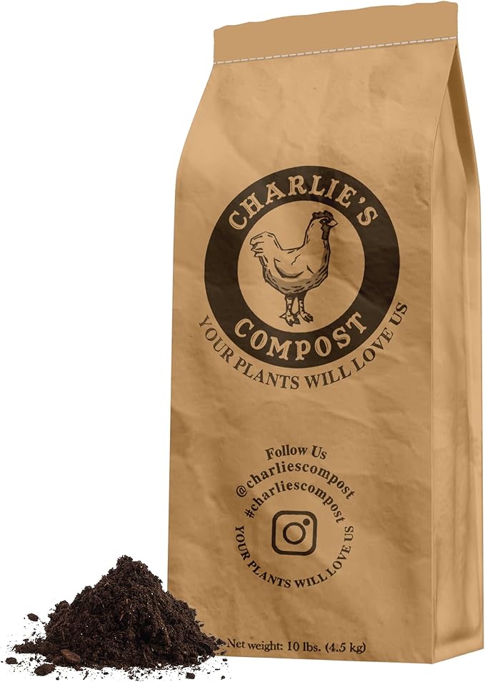 Charlie's Compost - Odor Free Organic Fertilizer for Home Gardens Raised Beds Containers Seed Starting Mix Natural Soil Amendment with Biochar 10lb