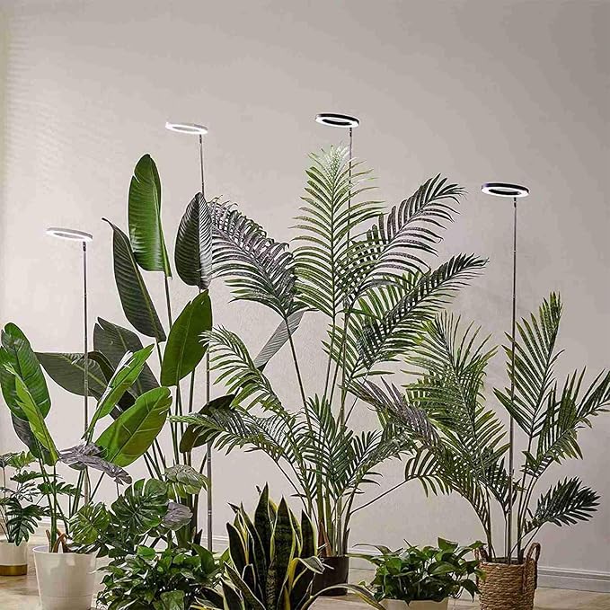 Plant Grow Light Floor Lamp with 10 Levels Dimming Full Sunlight Large Potted Plant Fill Light 3 / 9 / 12 Hours Timing - Adjustable Brightness Timer Control Ideal for Indoor (Black 72 beads)