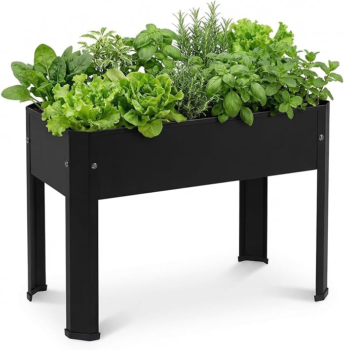 Compact Raised Garden Bed with Legs 24 x 11 x 18 in Small Metal Planter Box 5.9 in Soil Depth 100 lb Capacity Galvanized Steel Drainage Holes Anti-Rust for Patio Balcony &amp Deck