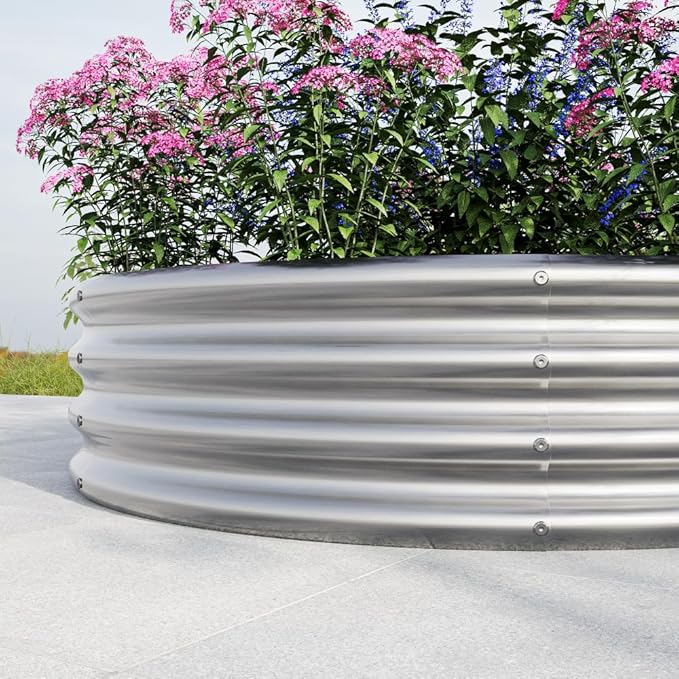 Heavy-Duty Galvanized Steel Raised Garden Bed for Vegetables Flowers Herbs and Fruits – Rust-Resistant Outdoor Planter Box (2PCS Silver with 47.24x11.4 inches)