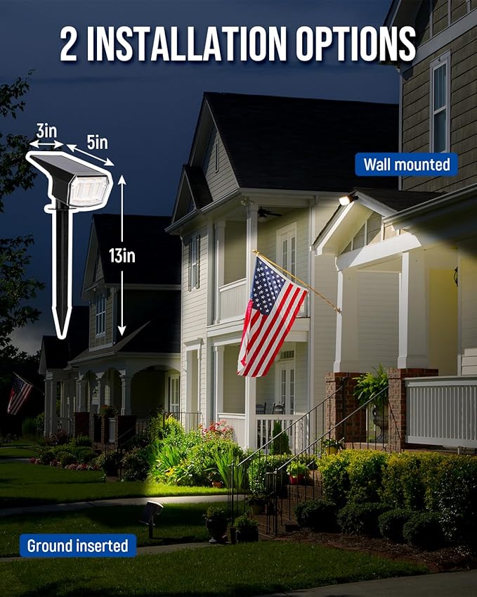 Solar Spot Lights Outdoor Waterproof 4 Pack IP65 Christmas Decorations Lights 63 LED 3 Lighting Modes Spotlights for Yard Garden House Garage Pathway