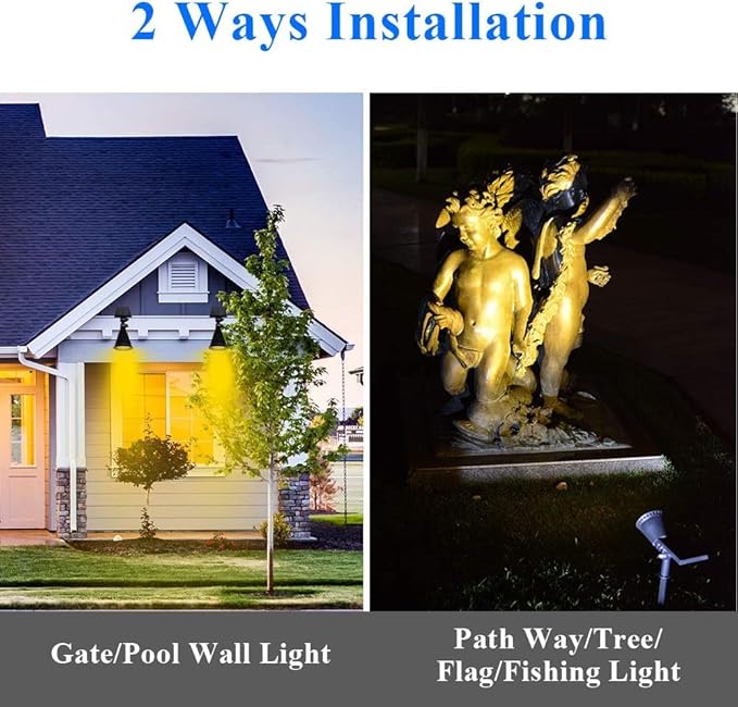 Solar Spotlights 4LED Solar Landscape Spotlights Solar Landscape Lights Waterproof 2-in-1 Multi Use Outdoor Wall Lights (Warm White)