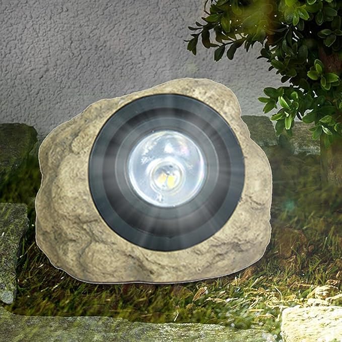 Solar Rock Spot Light – Outdoor Garden Landscape Spotlight | Waterproof Resin Simulated Stone Lamp | LED Lawn Tree Illumination | Solar-Powered Yard Decoration Pathway Accent Lighting