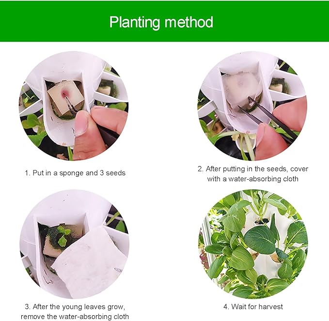 Hydroponics Tower Indoor Growing System 40-Plant with Plant Fill Light Movable Water Tank Vegetable Plant Hydroponic Germination Kit for Gardening Lover