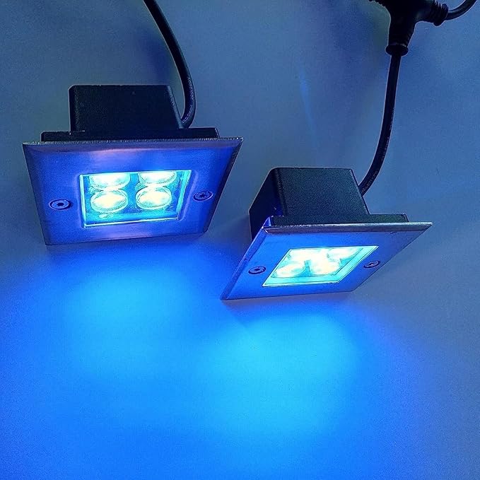 2Pcs Square Outdoor Buried Light Ground LED Landscape Light 4W Recessed IP67 Waterproof Spotlight for Terrace for Gardens Paths of Swimming Pools Illumination Lights(Warm White24V)