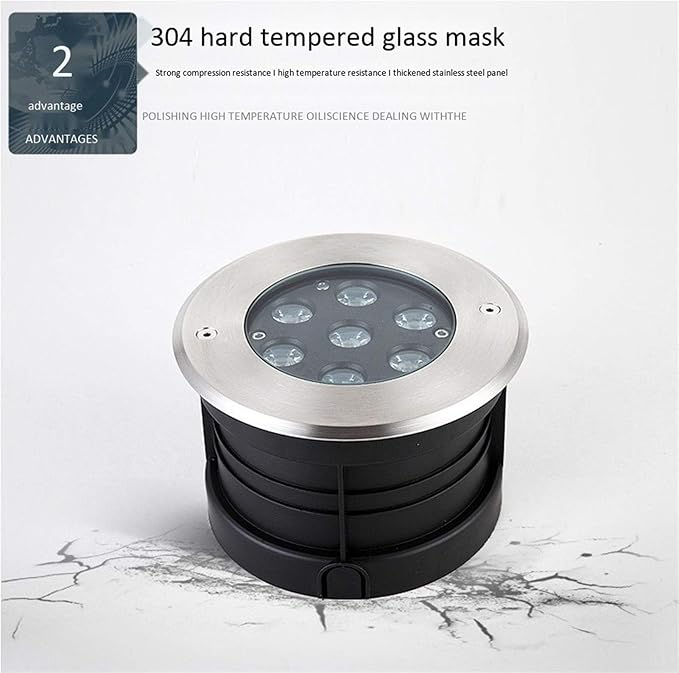Recessed Underground Lights - Ground Landscape Lights 85-265V Round Anti-Glare Buried Lights/IP67 Waterproof Embedded LED Outdoor Floor Spotlight/Lawn Garden Villa Round Lighting Tree Light