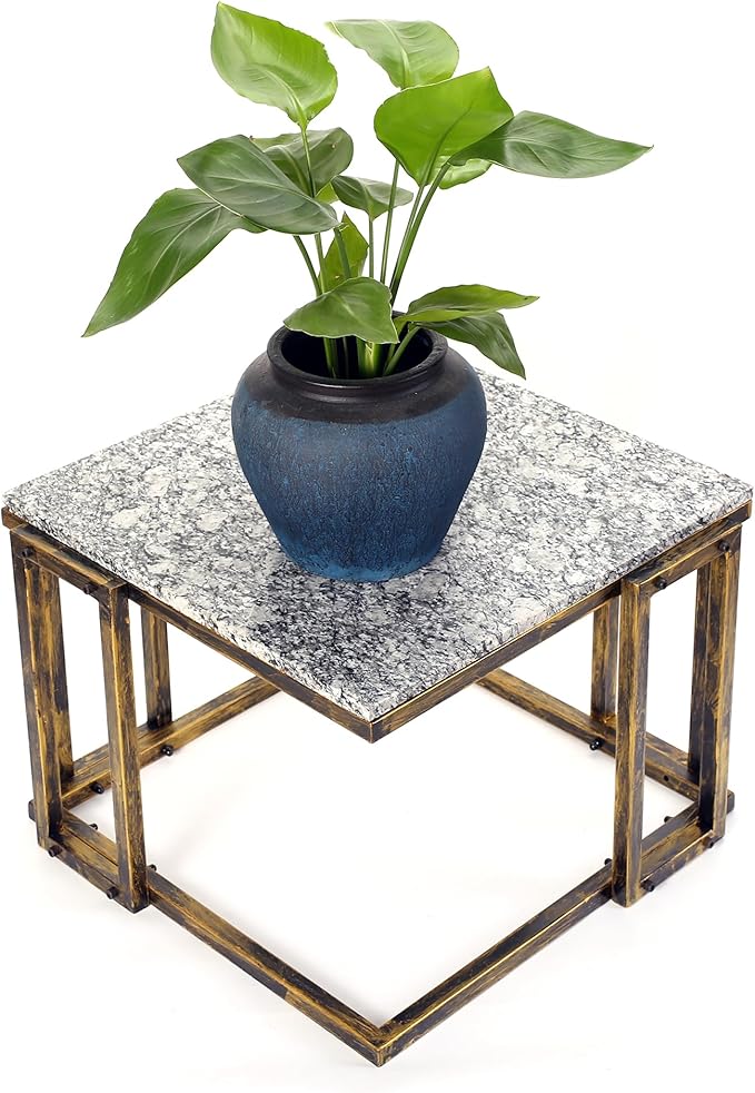 14.5 Marble Black Gold Plant Stand