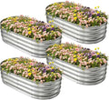 HGD Galvanized Raised Garden Bed Kit Galvanized Planter Garden Boxes Outdoor Oval Large Metal Raised Garden Beds for Vegetables &amp Flower (4 Pack)