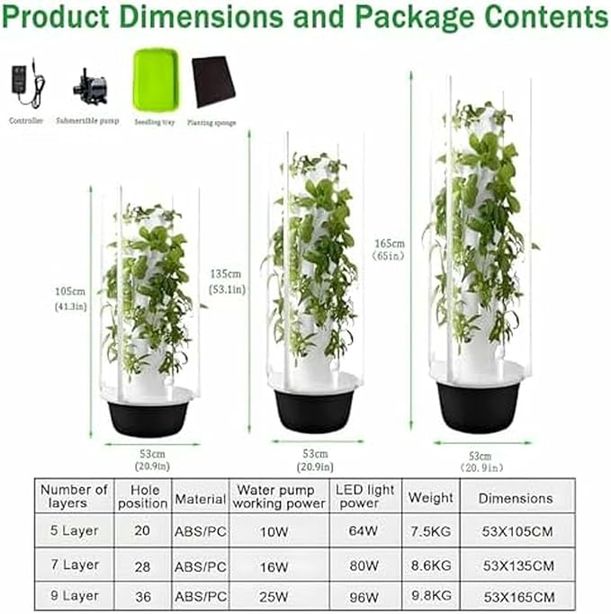Hydroponic Growing System 20/28/36 Pods Hydroponics Tower Garden for Indoor HerbsFruitsand VegetablesAeroponics Growing Kit for Gardening Lover-