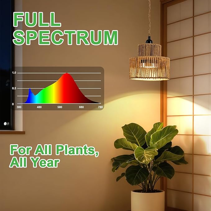 LED Plant Growth Light 30W Full Spectrum Indoor Suspended Lamp 4000K with Timer 15FT Power Cord for Tall Leafy and Flowering Plants