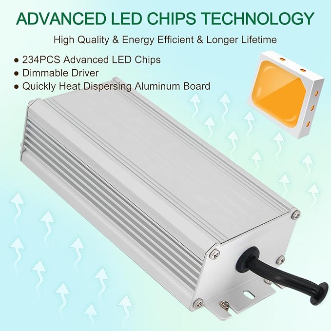 Grow Lights for Indoor Plants Full Spectrum 234pcs LEDs 3x3 Ft Coverage Dimmable Plant Grow Lamps for Veg Bloom Seedlings with Temperature Hygrometer