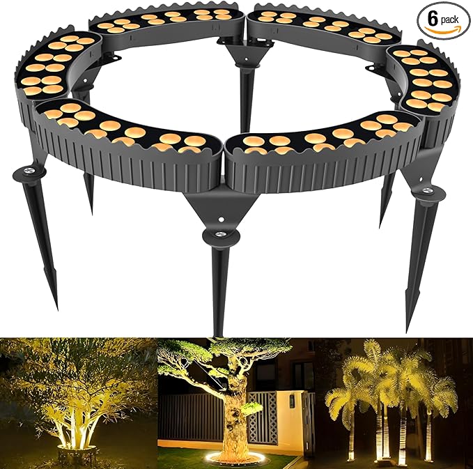 Outdoor Ring Tree LightDC24V LED Tree Landscape Spotlight 3000K Warm WhiteIP67 WaterproofSuitable for Palm Tree Lights 、Yard、Garden、 6Pack (Not Include DC24V Transformer)