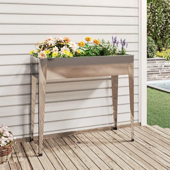 Garden PlanterGardening PlantersPatio Raised BedsBackyard Raised BedsRaised Flower BedsGarden DecorationPlanter Boxesfor PatiosBalconiesLawnDecks39.6x15.9x35.4 Galvanized Steel