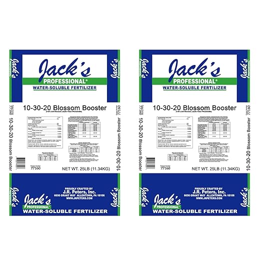 Jack's Professional 10-30-20 Blossom Booster Water-Soluble Fertilizer with Micronutrients for Increasing Blooms in Plants Grown in Continuous Liquid Feed Programs 25lbs 2 Pack