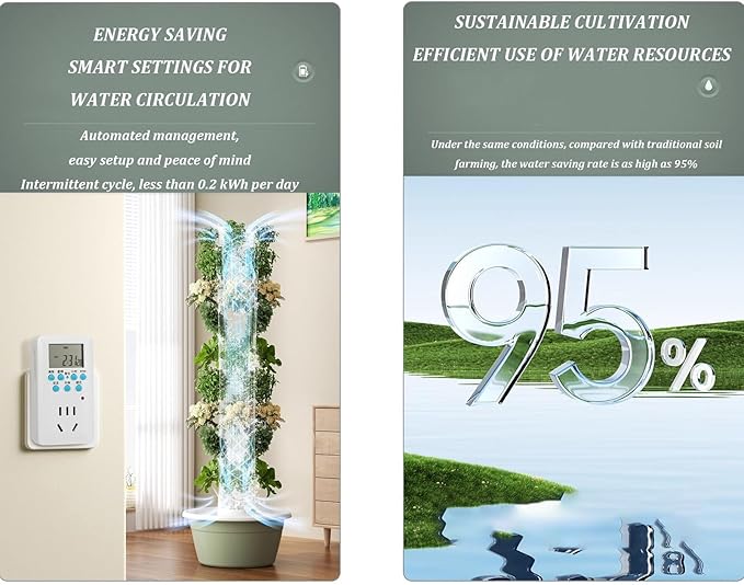 Hydroponics Growing System Hydroponics Growing Kits Hydroponics Tower with LED Grow Light Hydroponic Growing Lits for Fruits and Vegetables Hydroponics Tower with Hydrating Pump