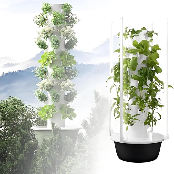 Lettuce Growtower Hydroponics Growing System Vertical Tower Automated Aeroponics Indoor Tower Garden with LED Grow Lights Aquaponics Growing Kits Herb Garden9 Layer