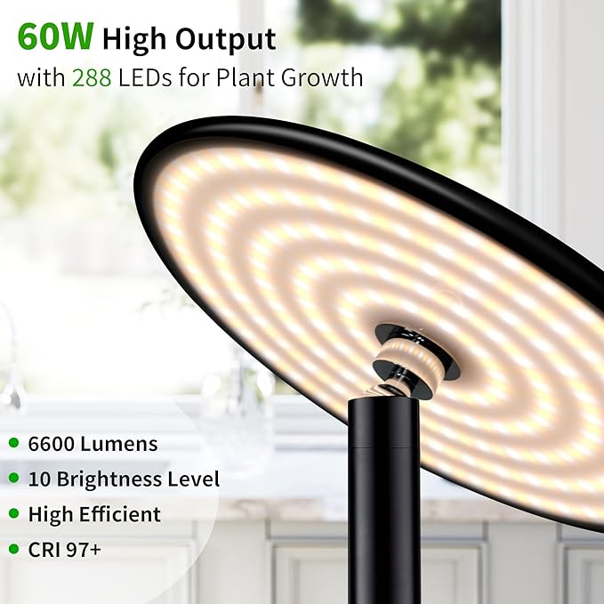 chiphy 85 Tall Grow Light for Large Indoor Plants 60W Full Spectrum Plant Light with 4/8/12H Timer &amp Remote 10-Level Dimmable Height Adjustable Ideal for Large Tall Plants &amp Indoor Trees