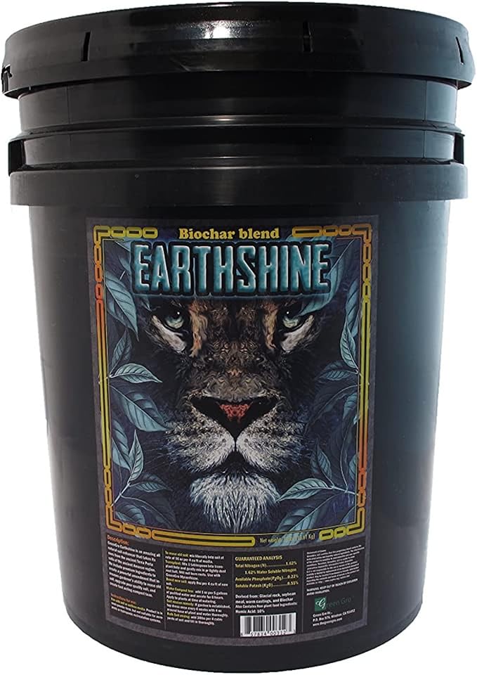 GreenGro Earthshine - Biochar &amp Humic Acid Blend/Activated Charcoal/Sequesters Carbon/Organic Soil Booster Top Soil Plant Food/Compost Tea/Derived from Worm Castings / 30 lb.