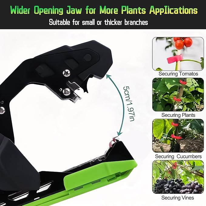 Plant Tying Machine 20 Tapener Tying Tool Plant Tying Tool with Spare Blade and a Box of Staple for Quick Bundling of Tomatoes Grapes and Vegetables (Green)