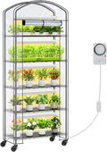 Small Indoor Greenhouse with Grow Light &amp PVC Cover Portable Mini Greenhouse Tent Shelves Adjustable 5 Tier Metal Plant Stand with Grow Light for Indoor Plants Seed Starting 29.5x13.7x71