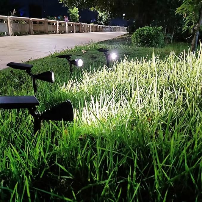 Solar Lights Outdoor Solar Spot Lights Waterproof IP65 7 LED 2 in 1 Adjustable Solar Powered Landscape Spotlights Auto On/Off Solar Powered Garden Yard Lights for Outside Landscape (4 White)